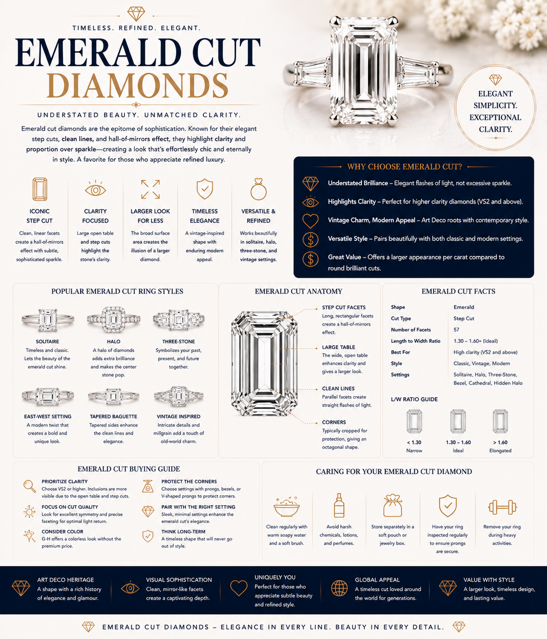 Emerald cut diamonds