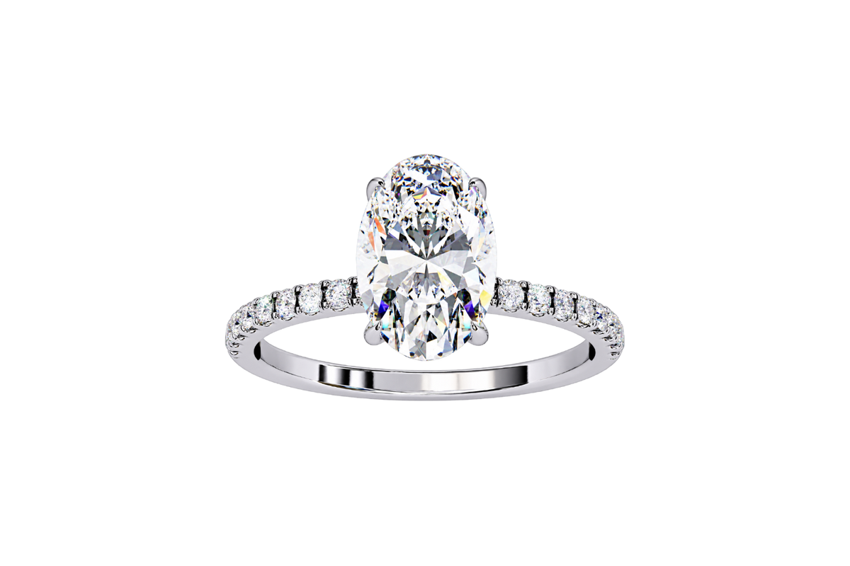 Oval Lab-Grown Diamond Hidden Halo Pavé Engagement Ring