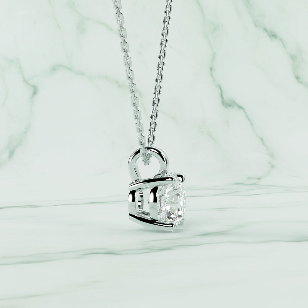 Diamond necklace on a light beige background