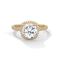 Cushion Halo Round Solitaire Engagement Ring