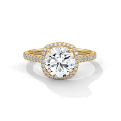Cushion Halo Round Solitaire Engagement Ring
