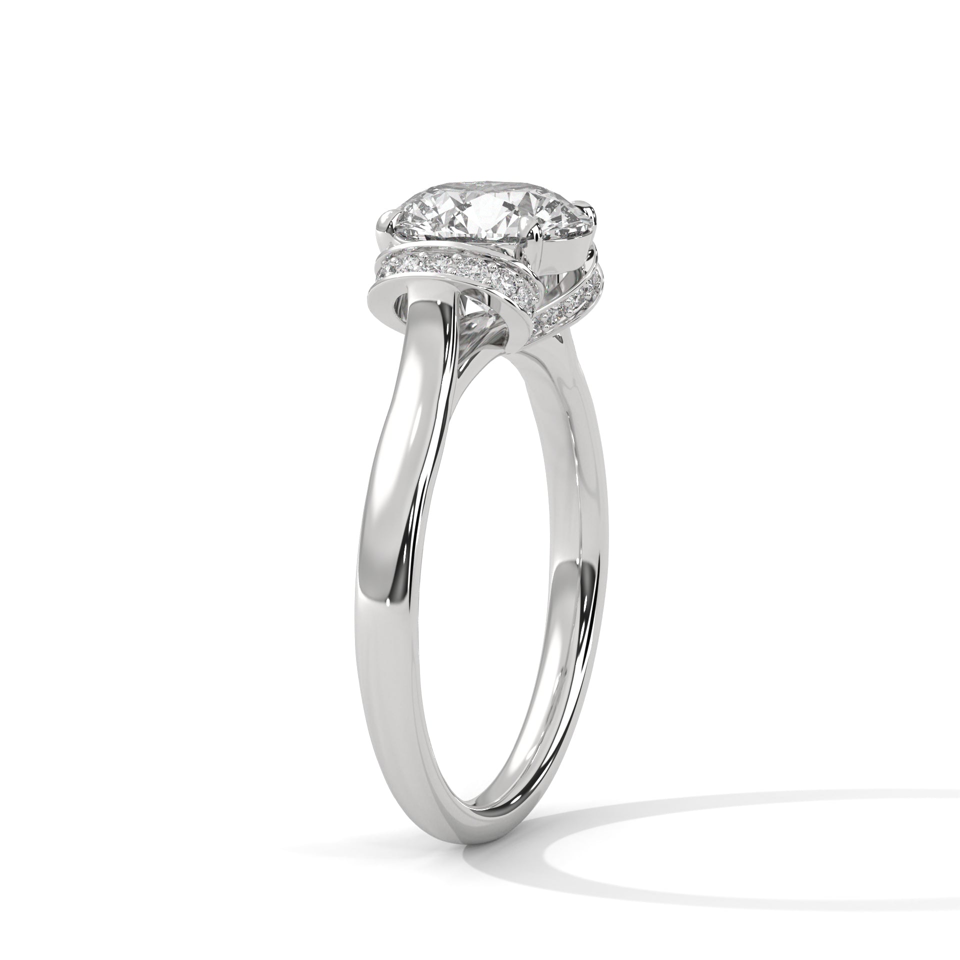 Round Solitaire with Hidden Halo Engagement Ring