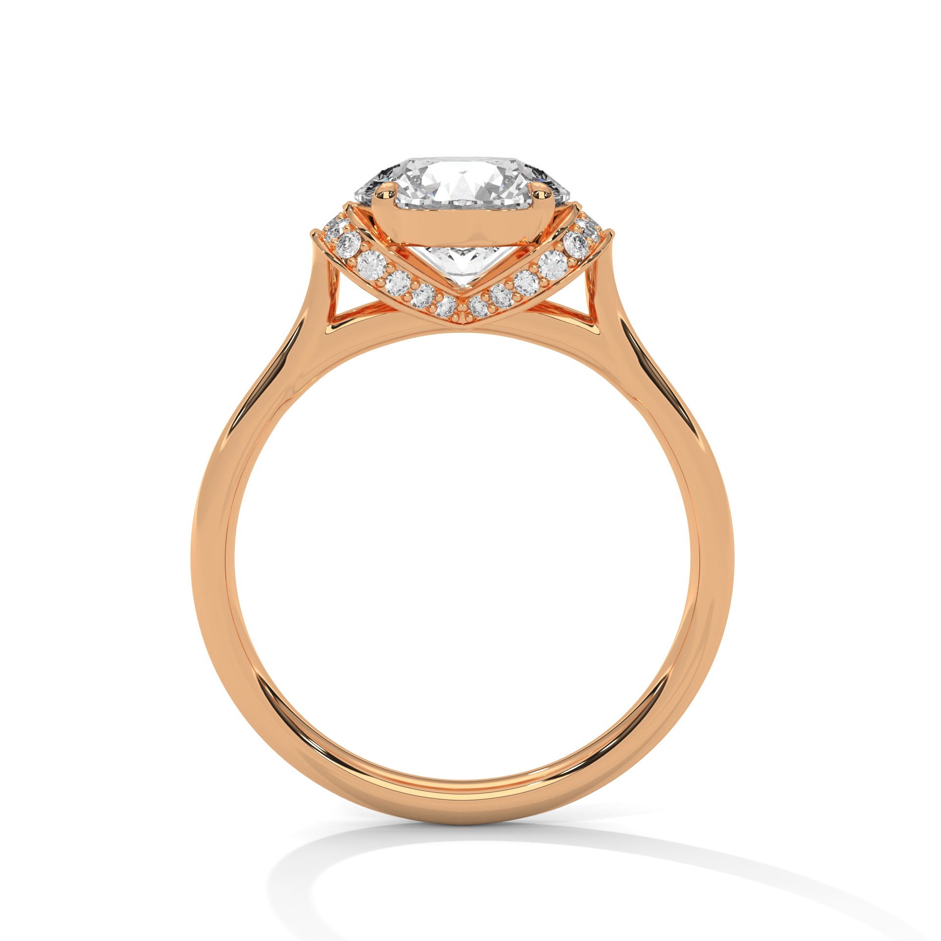 Round Solitaire with Hidden Halo Engagement Ring