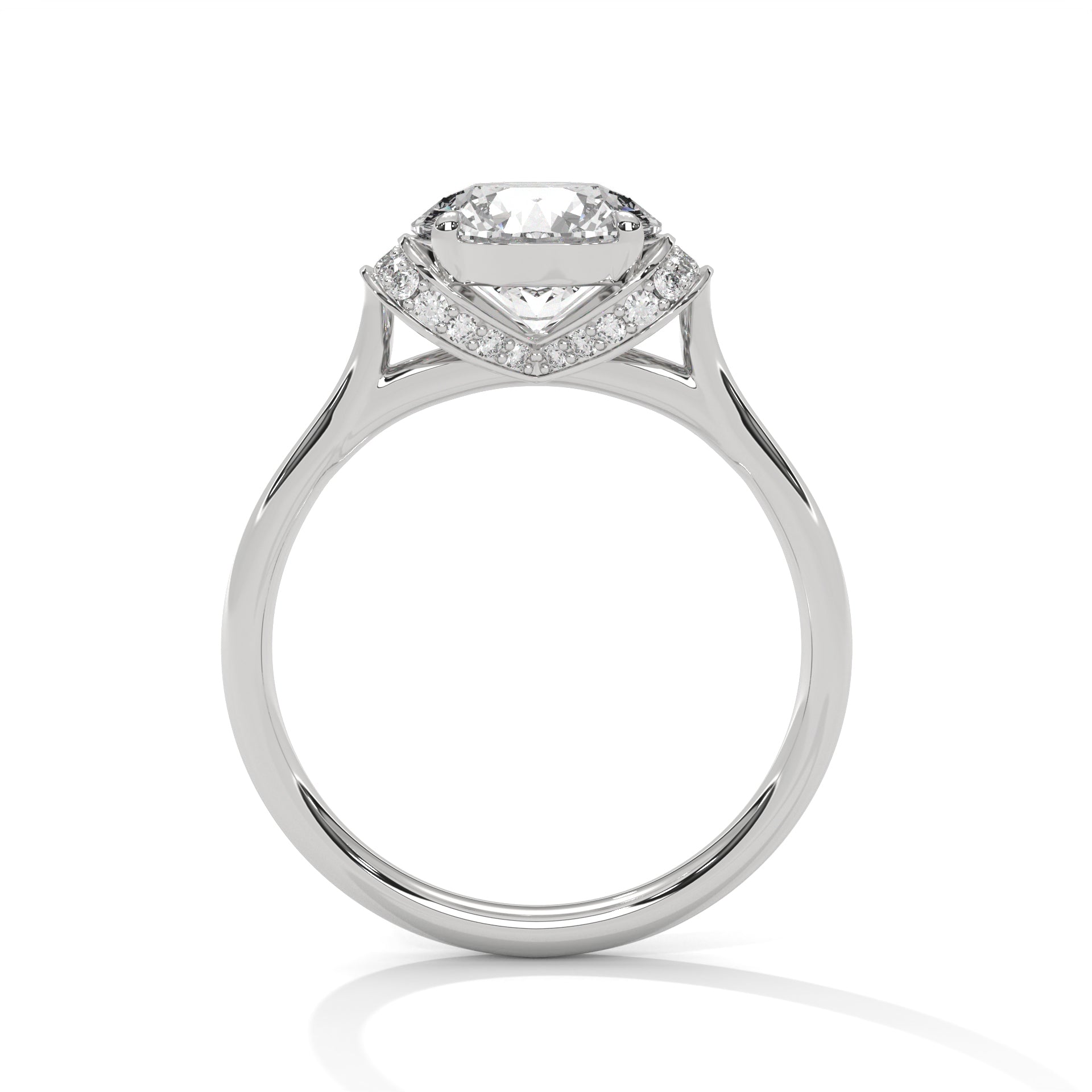 Round Solitaire with Hidden Halo Engagement Ring