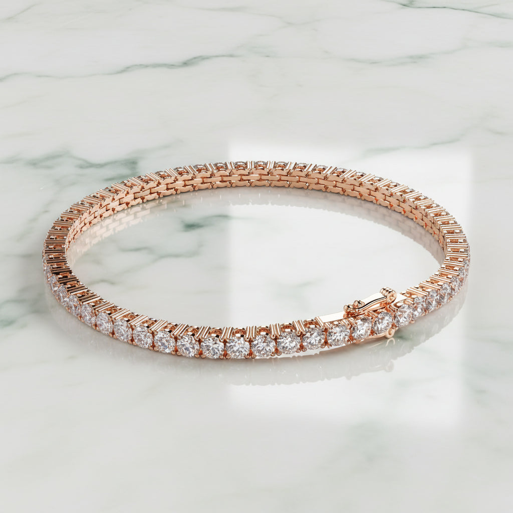 Gold bracelet with diamonds on a beige background
