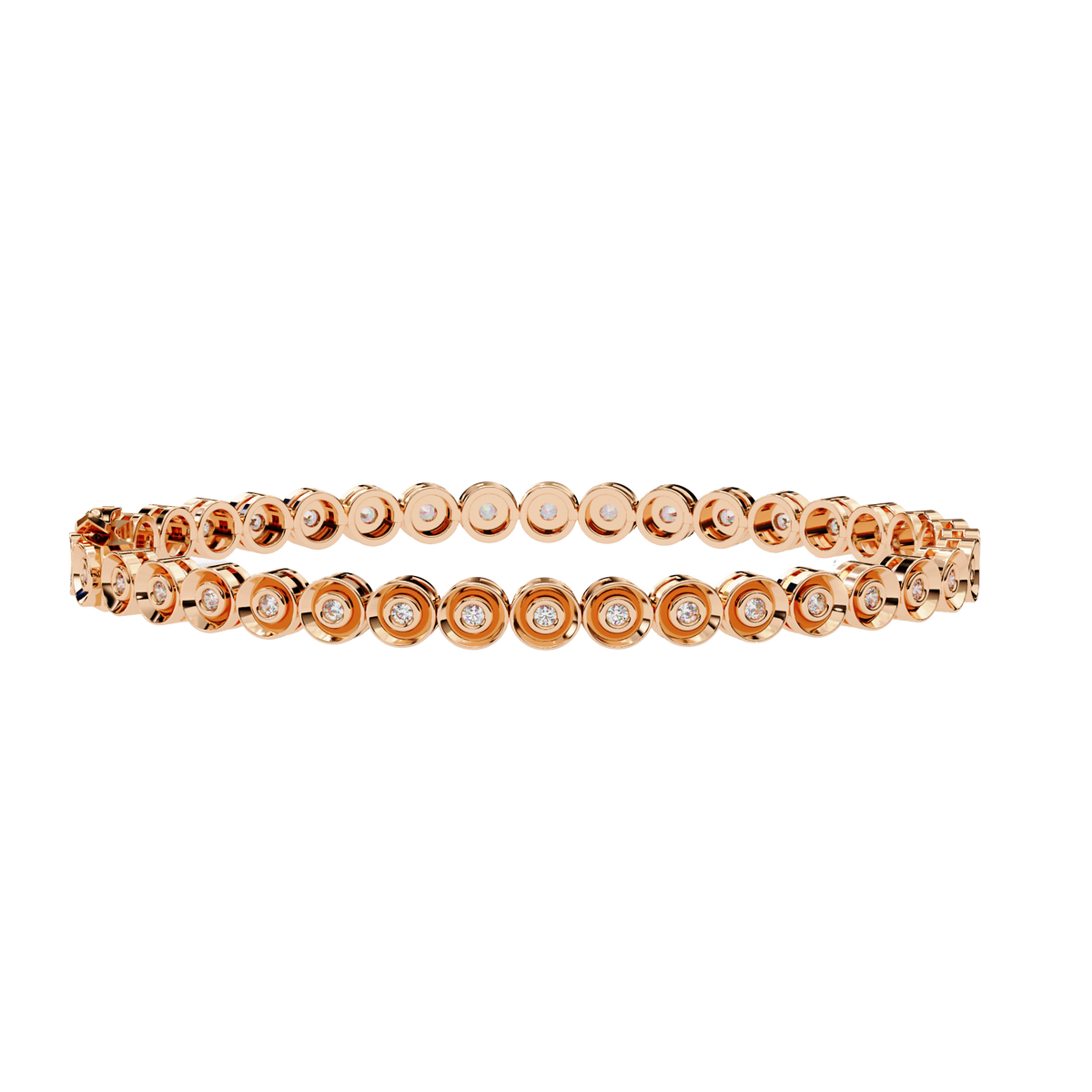 Gold bracelet with floral design on a white background