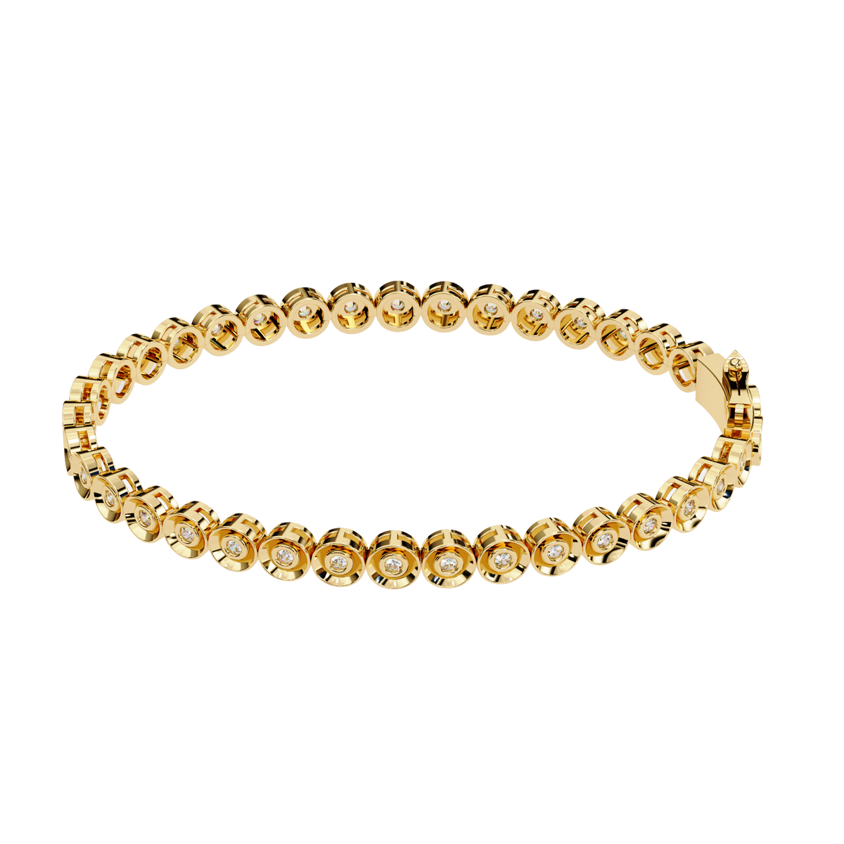 Round Lab Grown Diamond Bezel Set Tennis Bracelet 0.59 CT