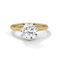 Iconic Six-Prong Round Brilliant Diamond Solitaire Engagement Ring with Architectural Cathedral Shank