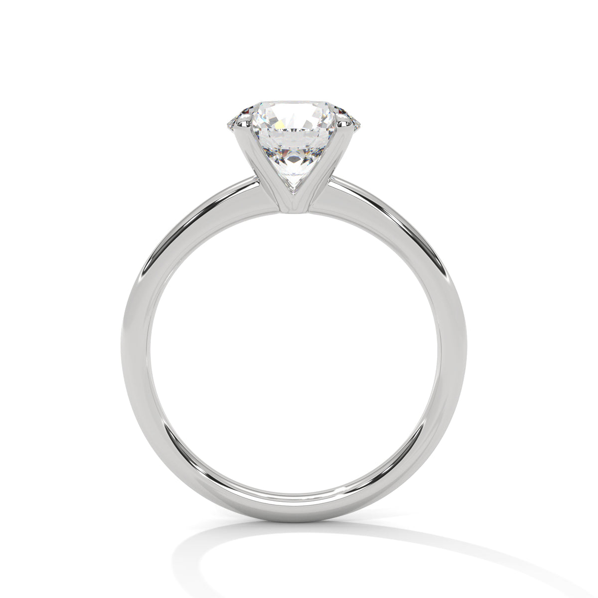Silver ring with a diamond on a white background