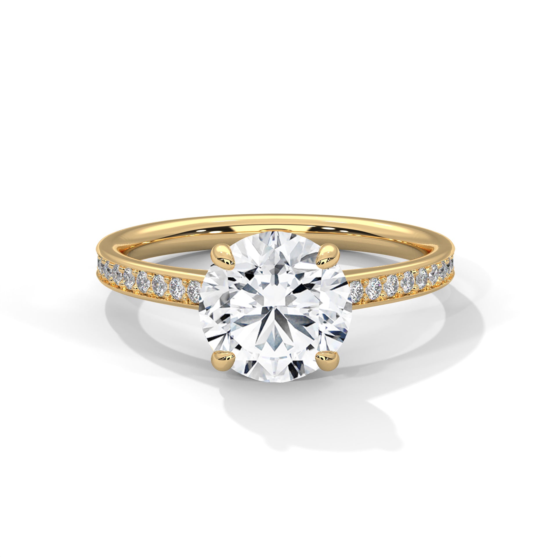 Round Brilliant Pavé Solitaire Engagement Ring
