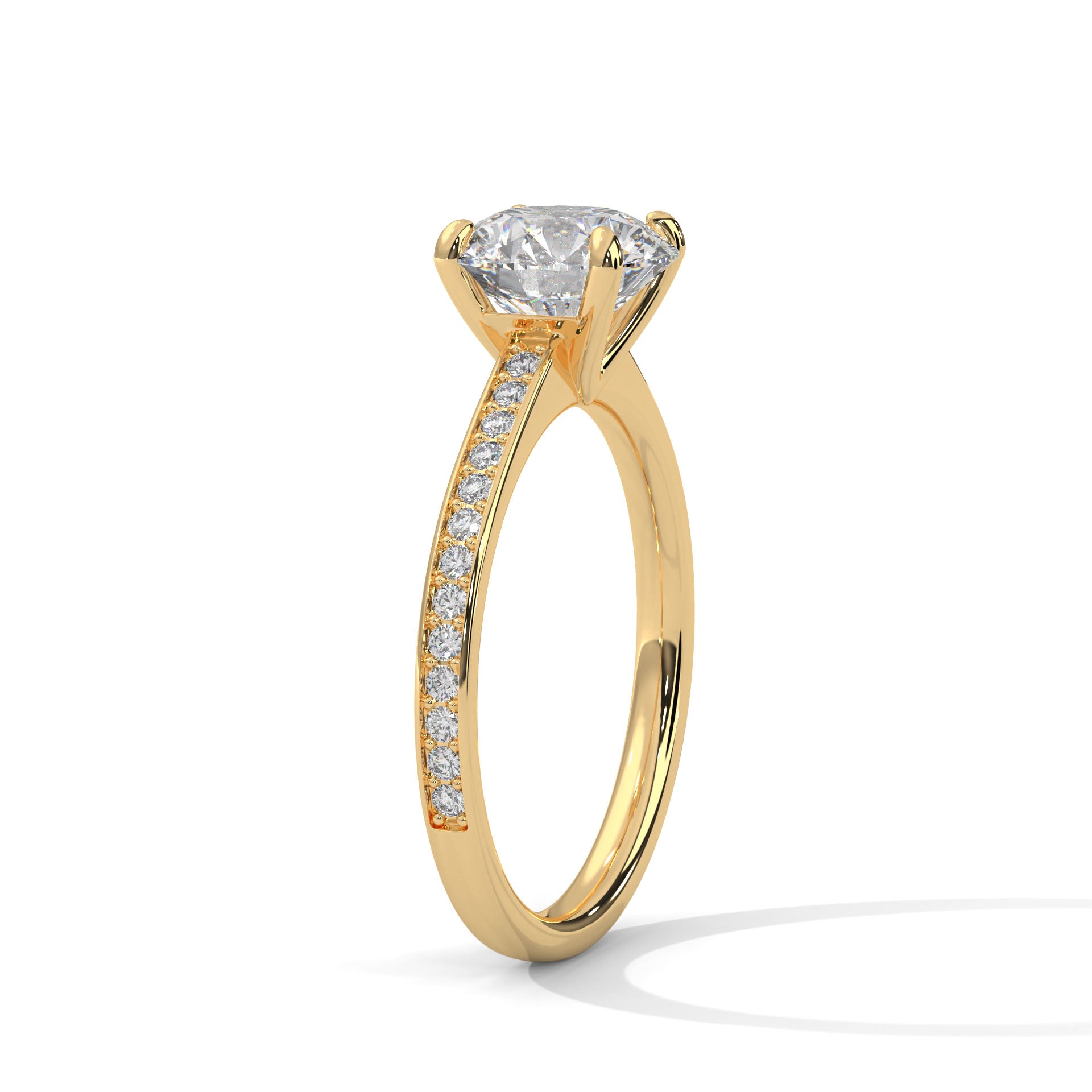 Round Brilliant Pavé Solitaire Engagement Ring