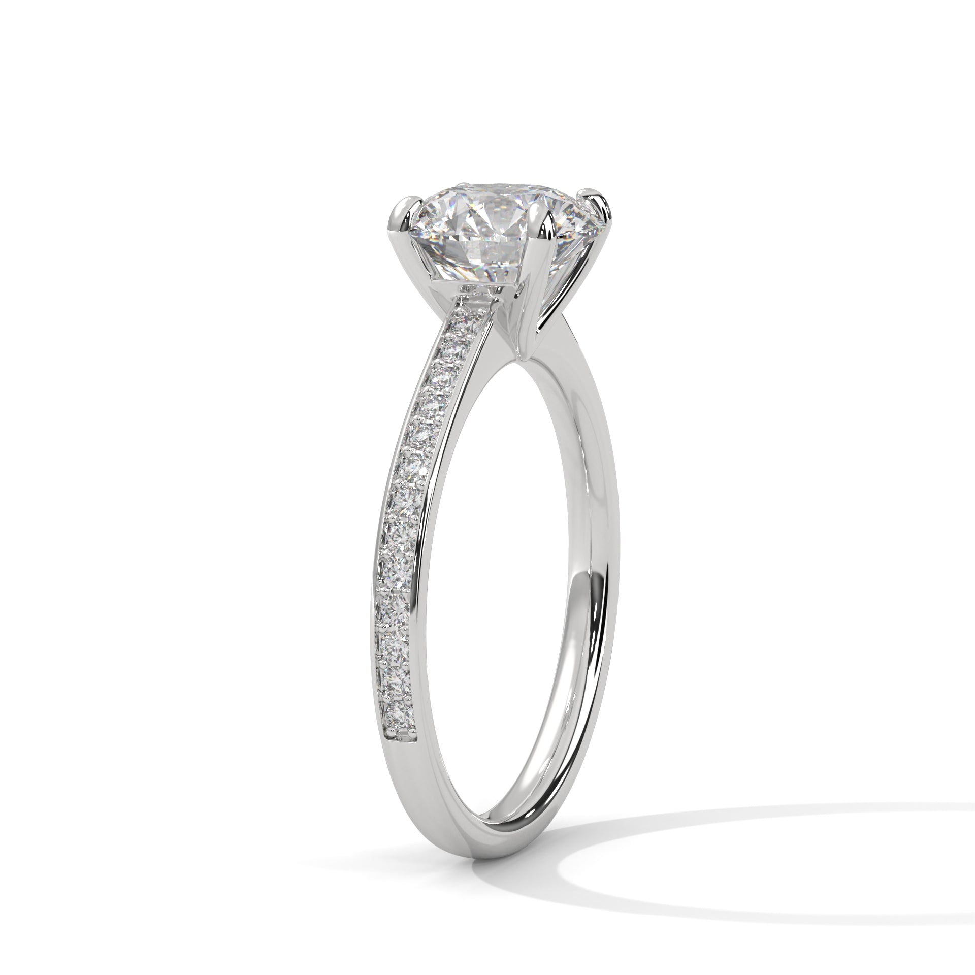 Round Brilliant Pavé Solitaire Engagement Ring