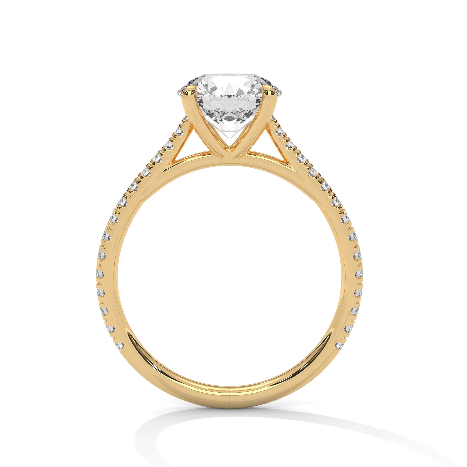 Round Brilliant Pavé Solitaire Engagement Ring