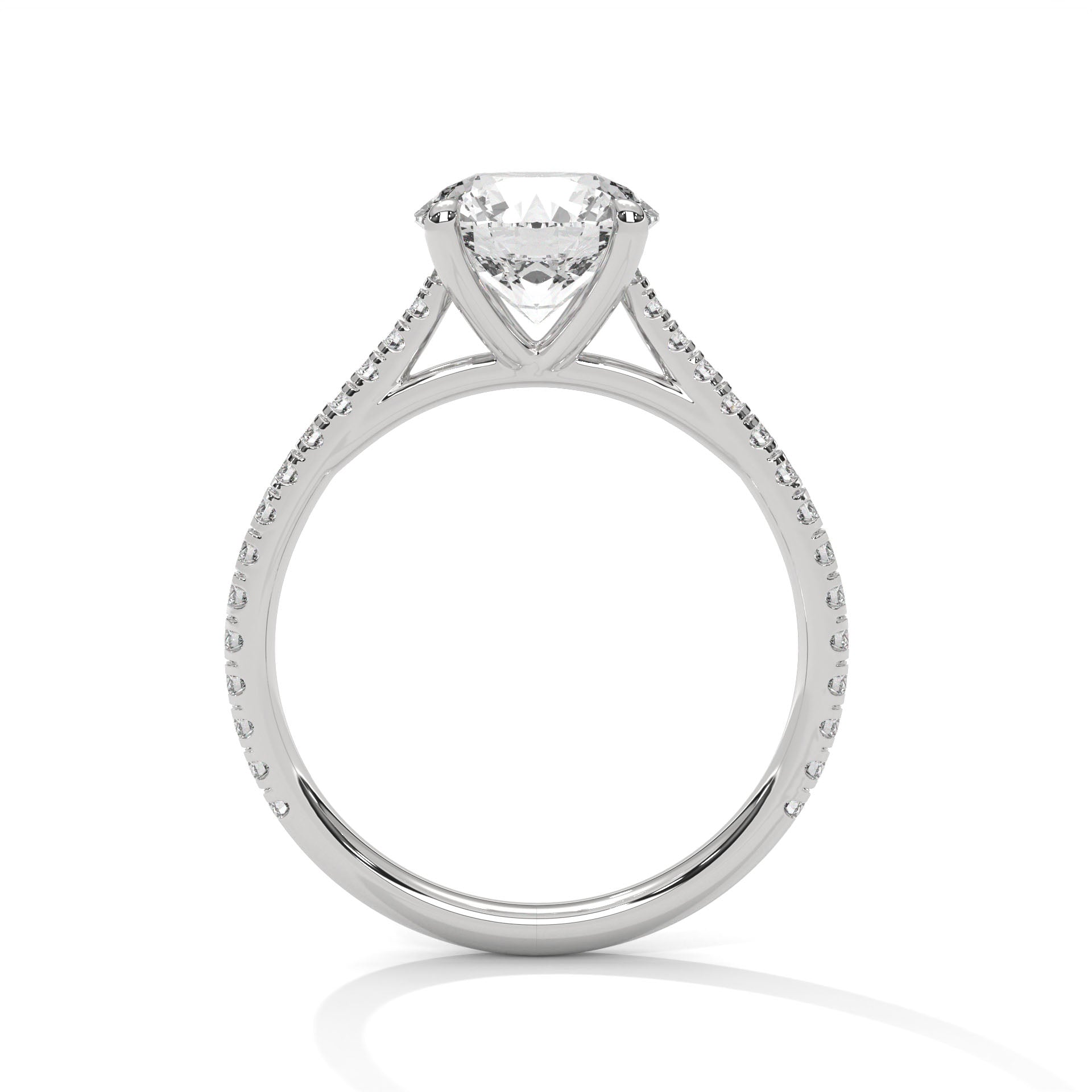 Round Brilliant Pavé Solitaire Engagement Ring