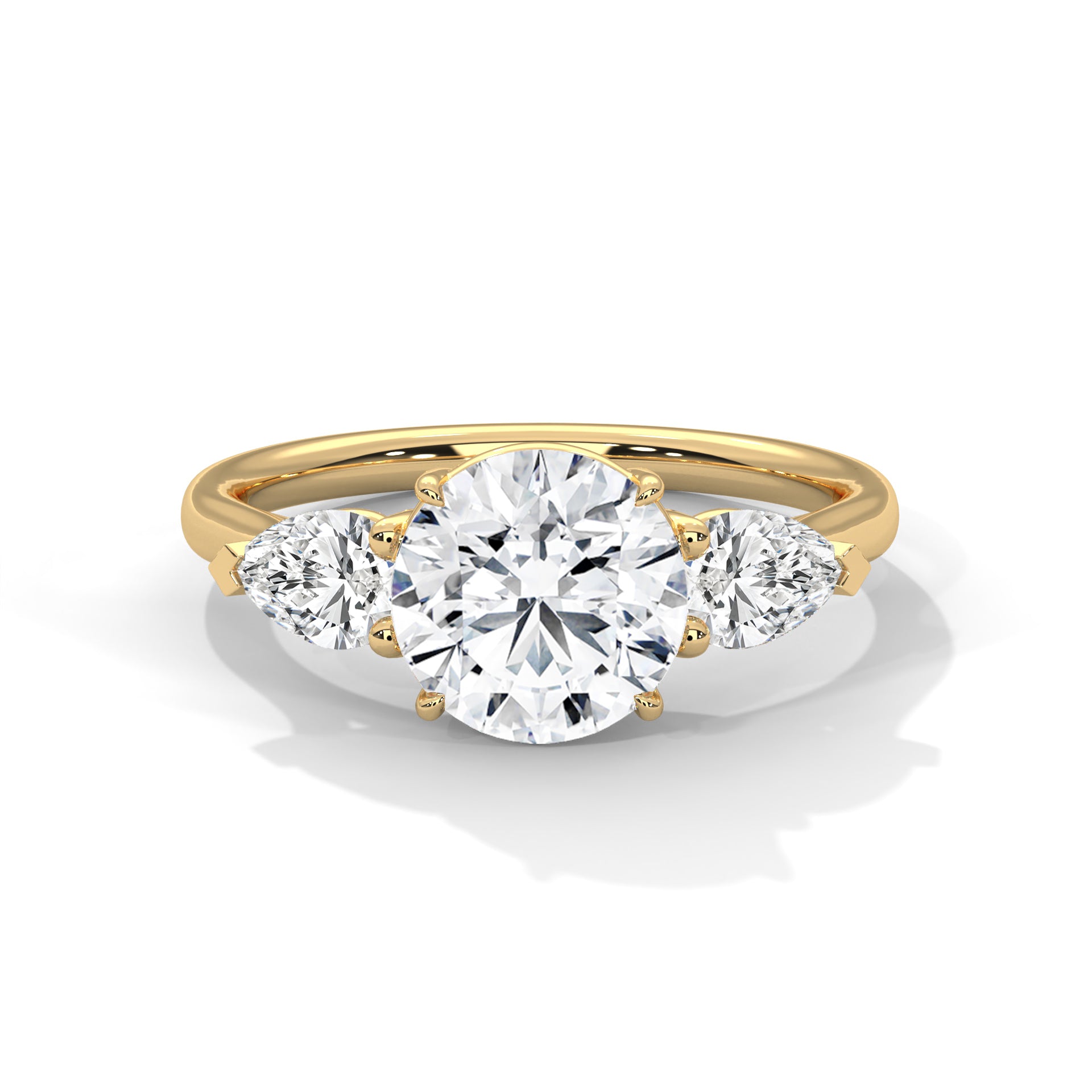 Three-Stone Round & Pear Diamond Engagement Ring