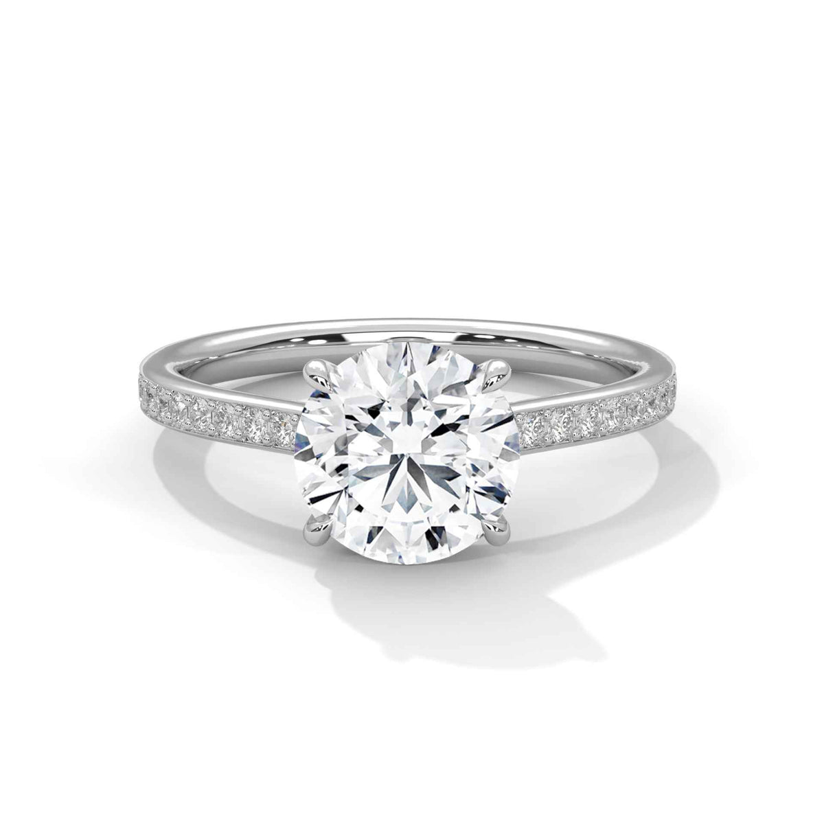 Round Cut Lab Grown Diamond Micro-Pavé Engagement Ring 1.58 CT