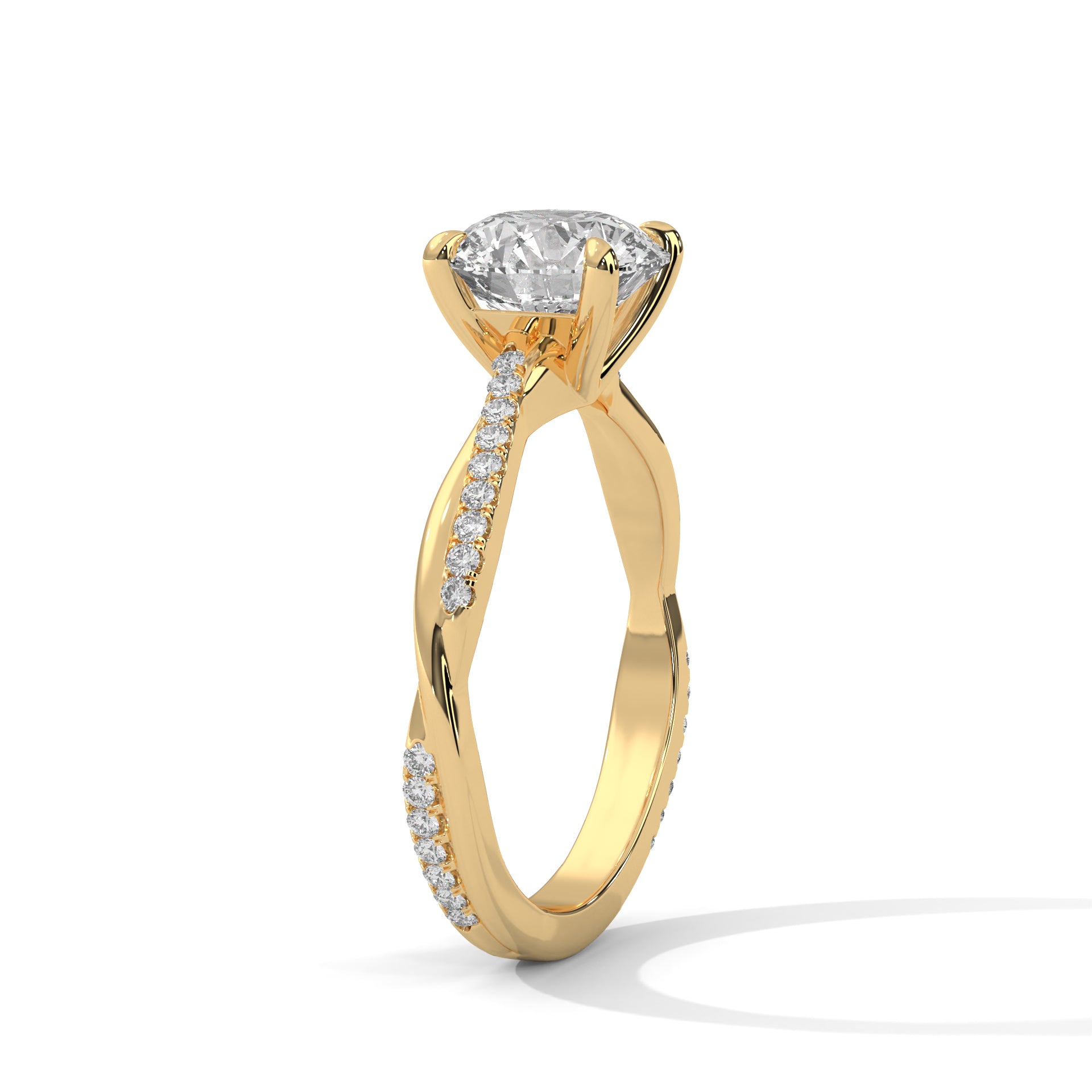 Round Brilliant Solitaire Twisted Engagement Ring