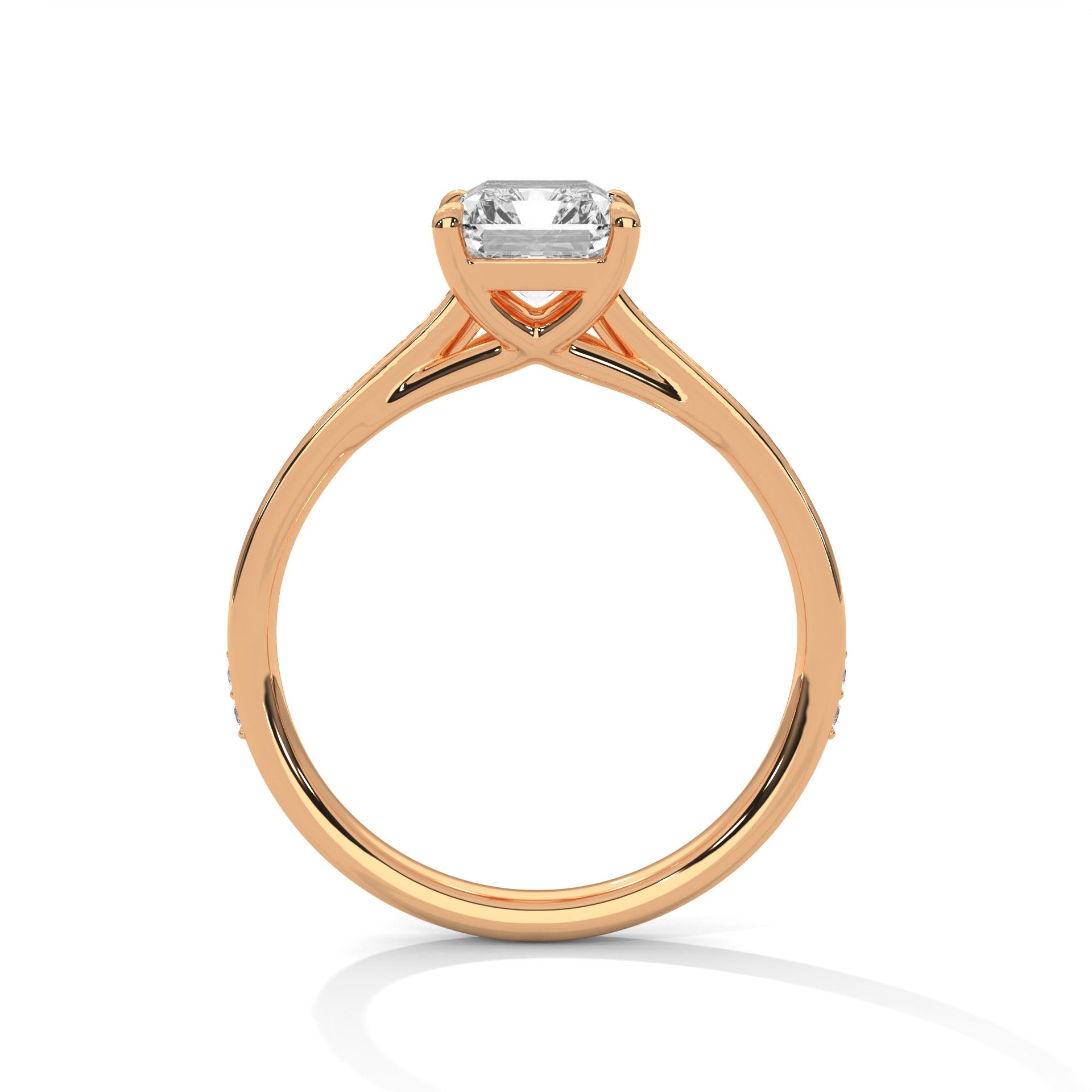 Radiant Cut Pavé Solitaire Engagement Ring