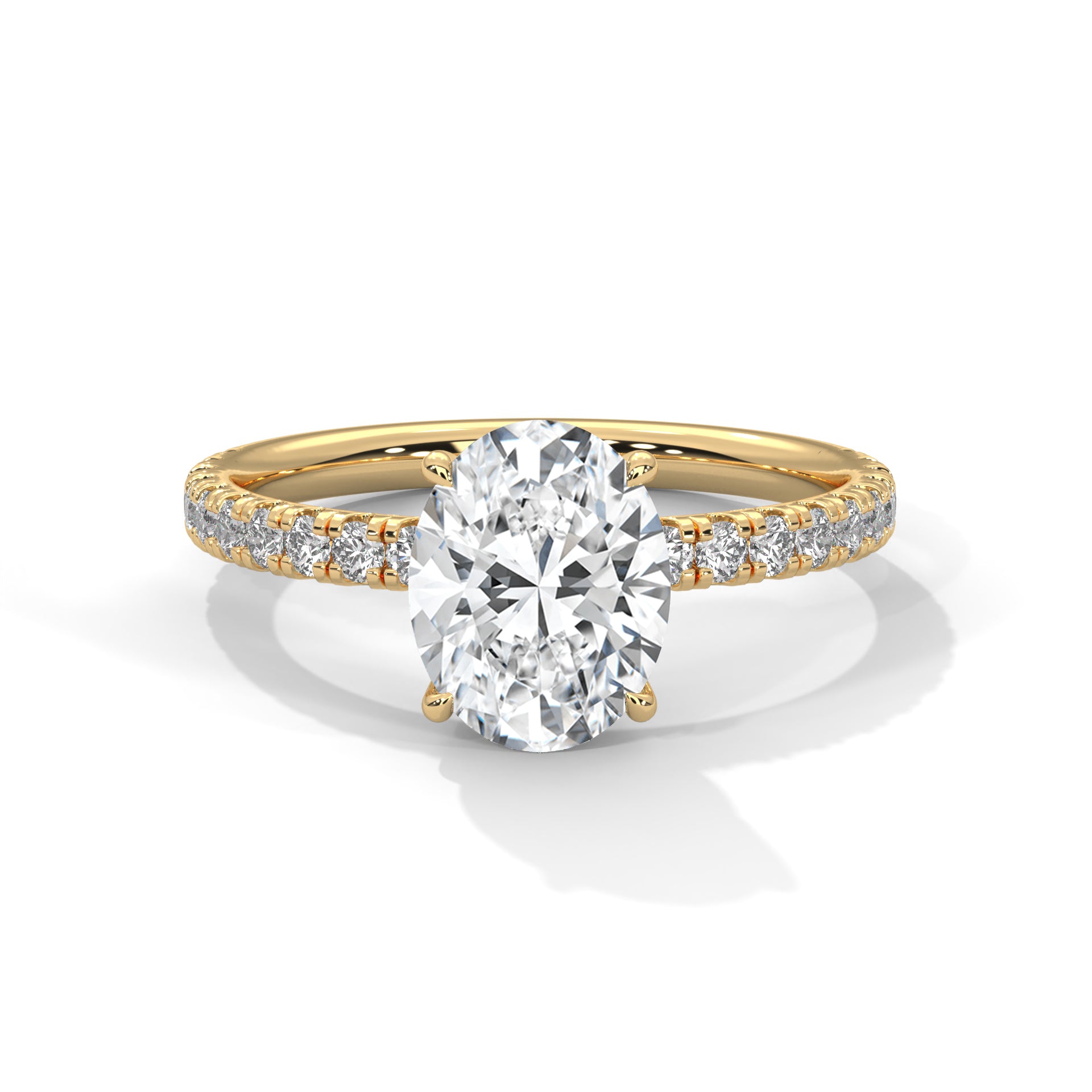Oval Solitaire Hidden Halo Engagement Ring