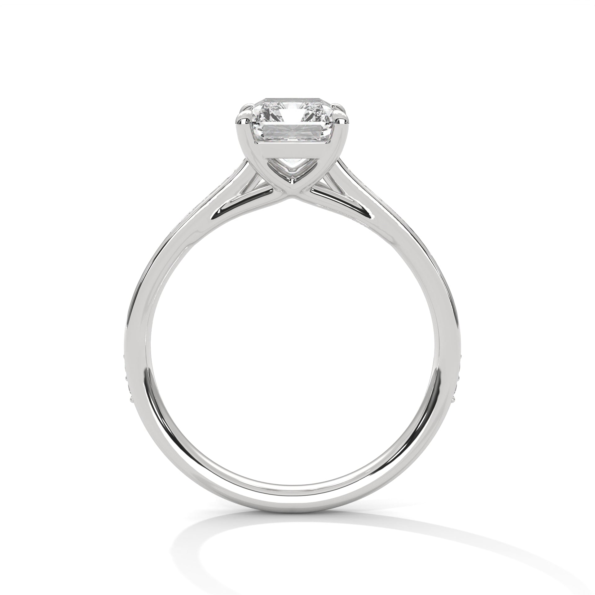 Radiant Cut Pavé Solitaire Engagement Ring