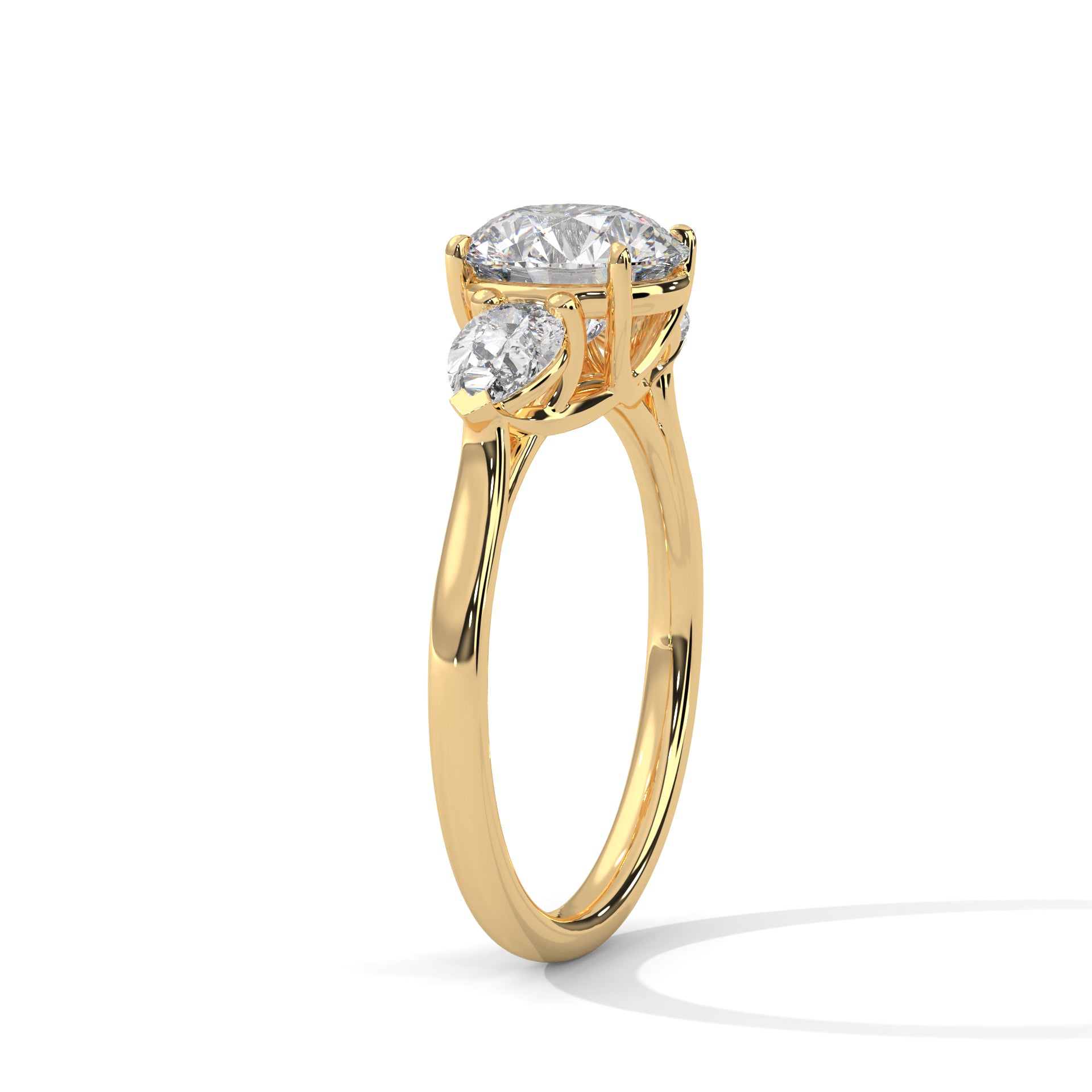 Three-Stone Round & Pear Diamond Engagement Ring