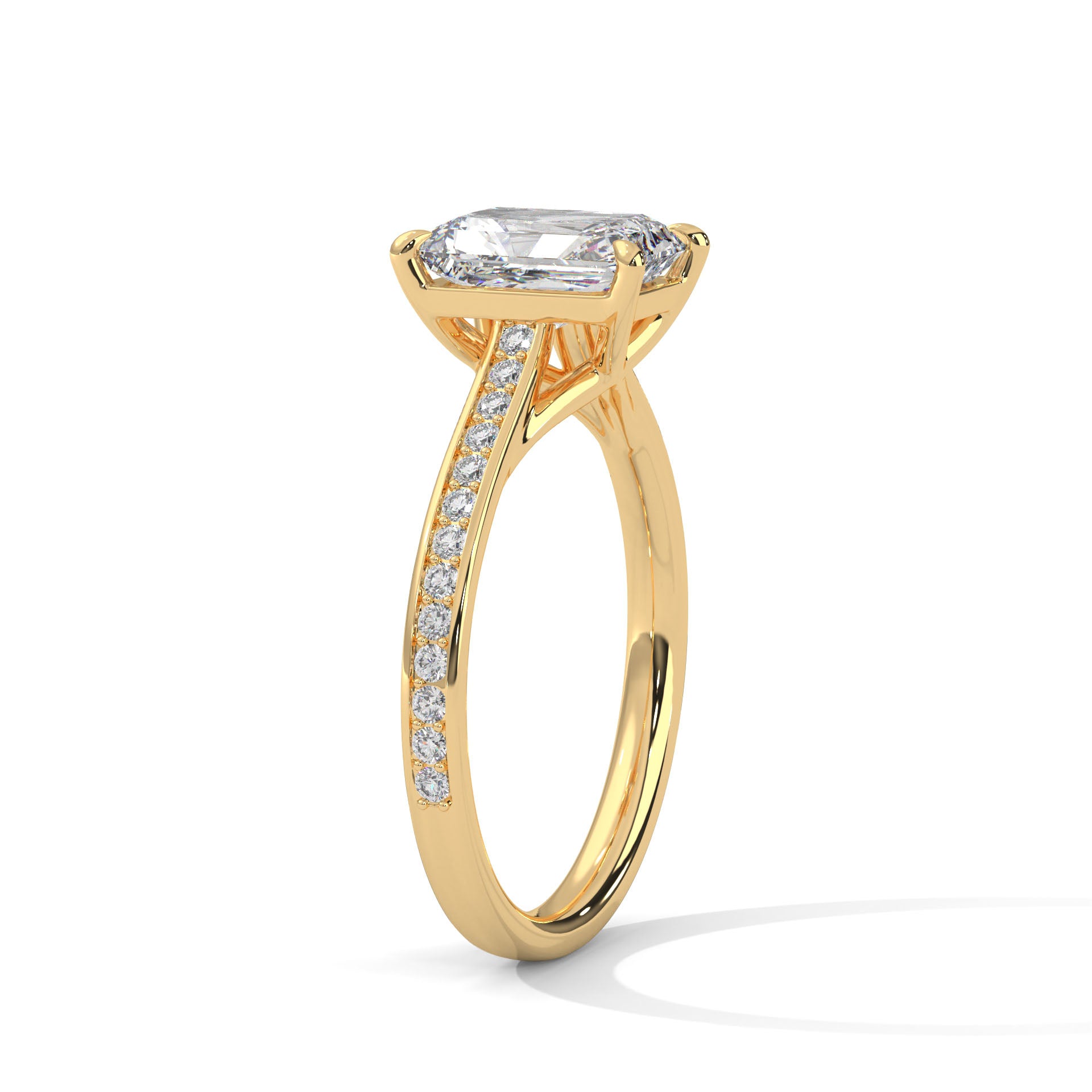 Radiant Cut Pavé Solitaire Engagement Ring
