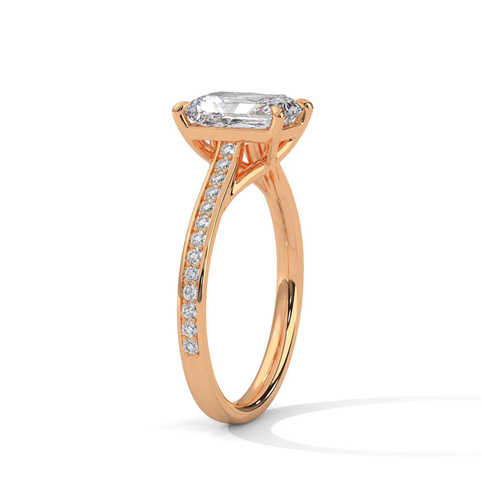 Radiant Cut Pavé Solitaire Engagement Ring