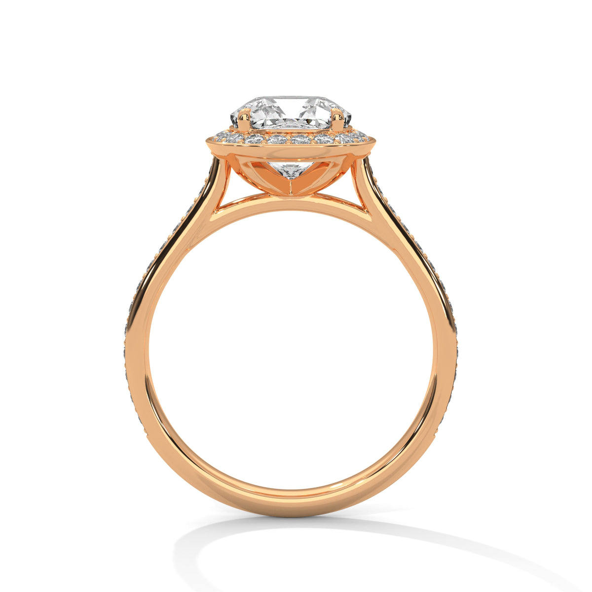 Square Cushion Vintage Milgrain Halo Engagement Ring with Pavé Shank