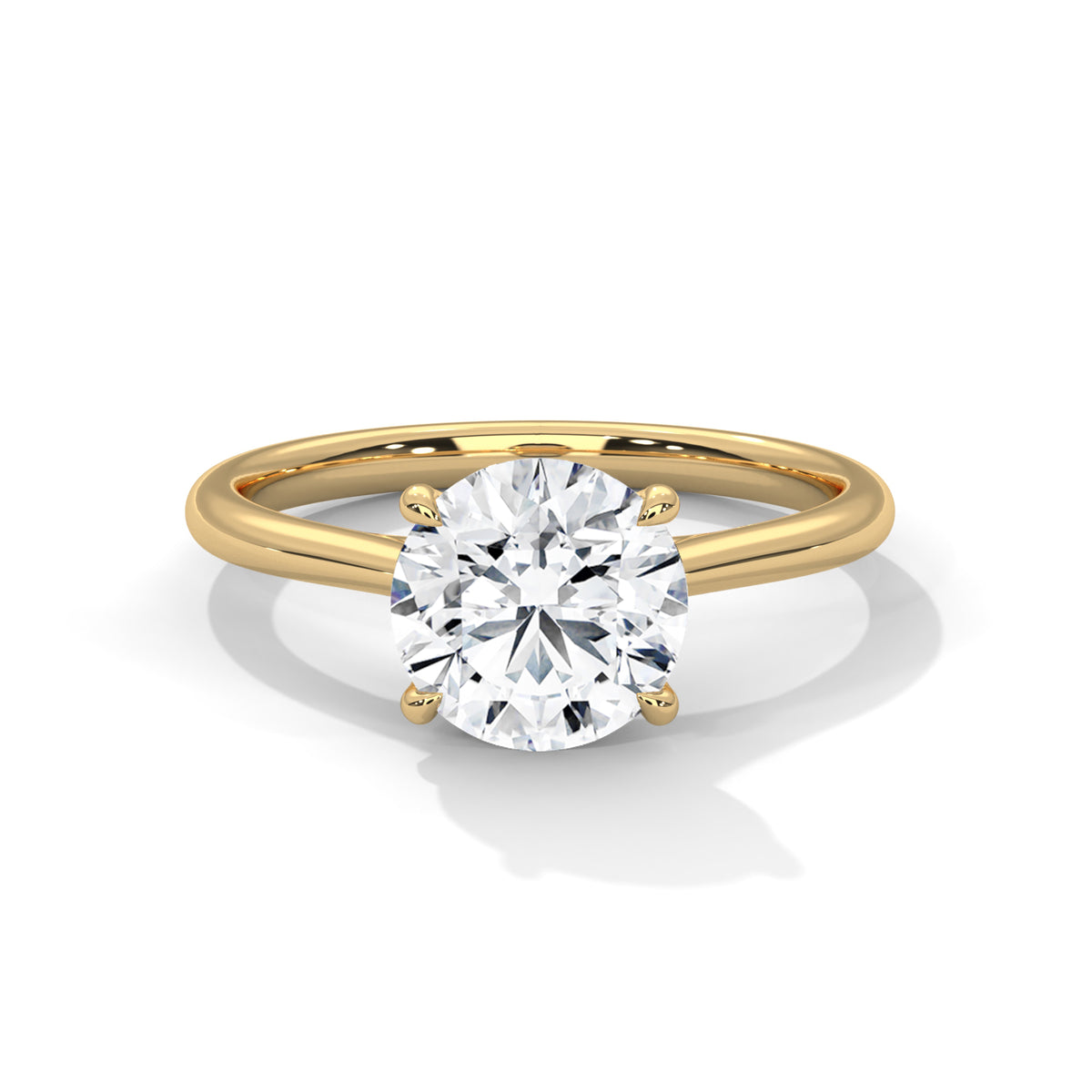 Rose gold ring with a large diamond on a white background