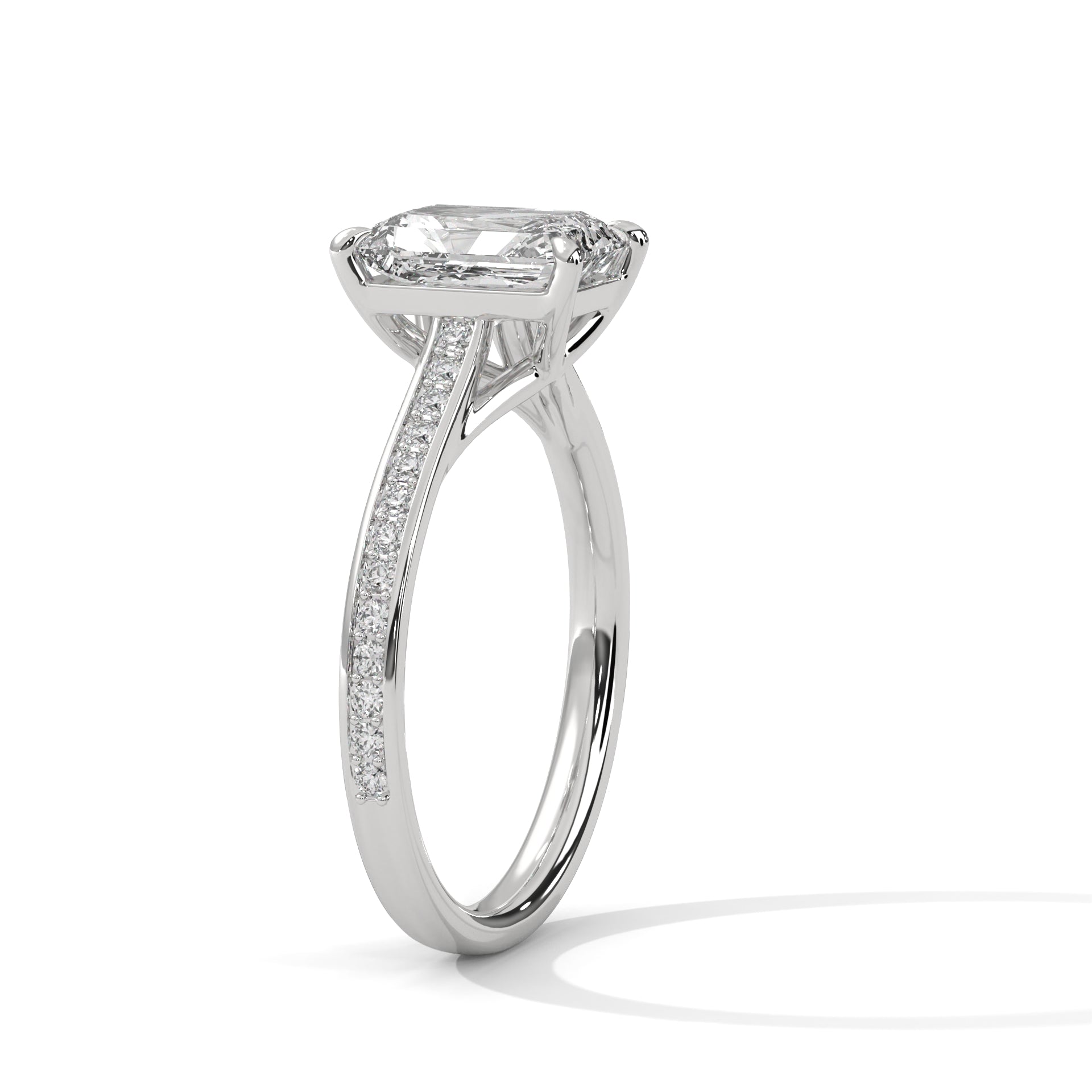Radiant Cut Pavé Solitaire Engagement Ring