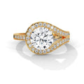 Round Cut Lab Grown Diamond Bypass Halo Micro-Pavé Engagement Ring 2.39 CT