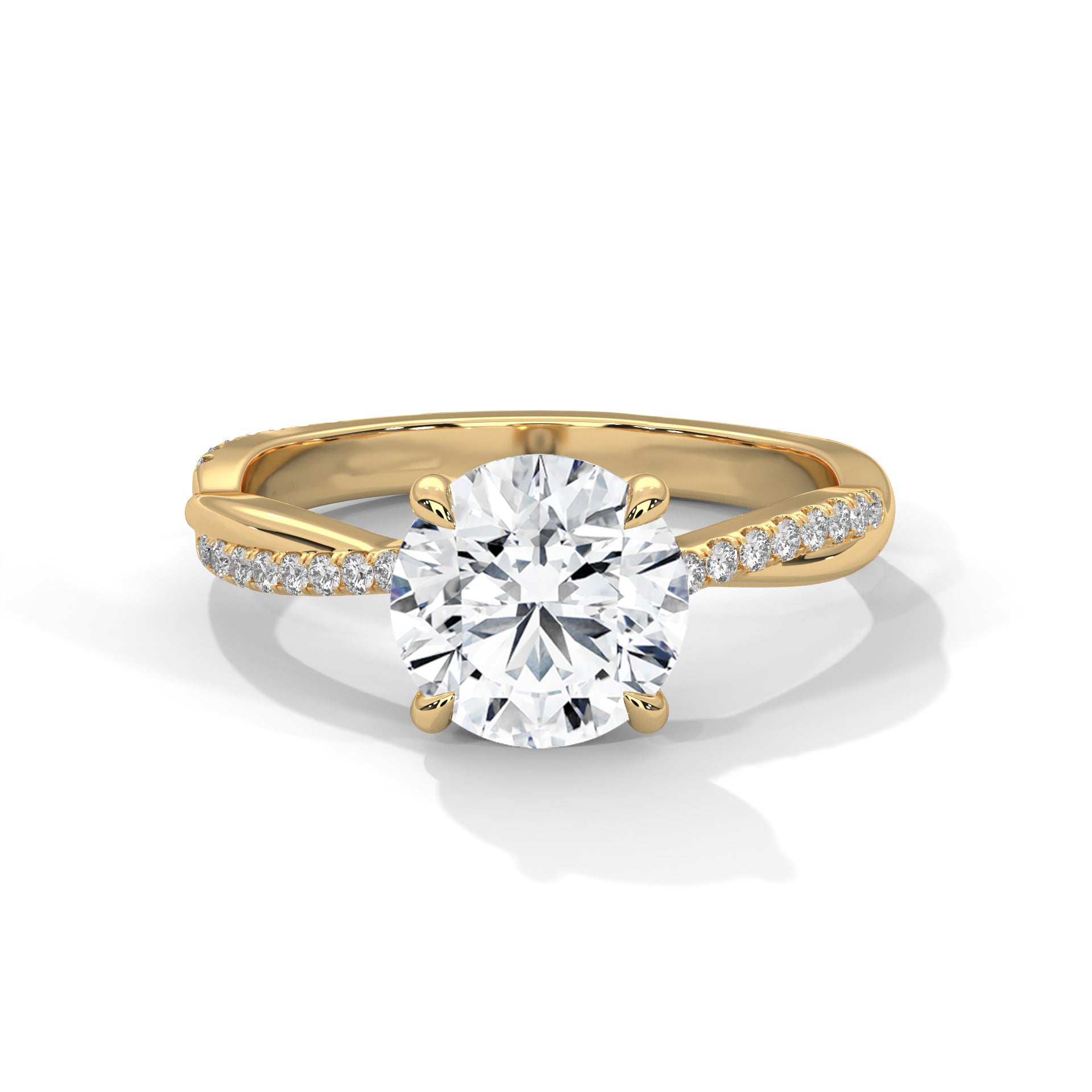 Round Brilliant Solitaire Twisted Engagement Ring
