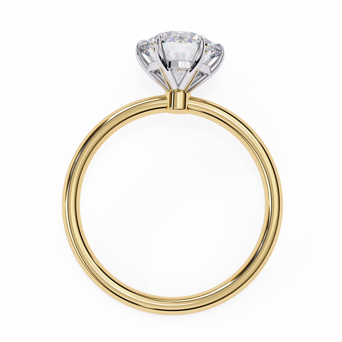 Gold ring with a diamond on a white background