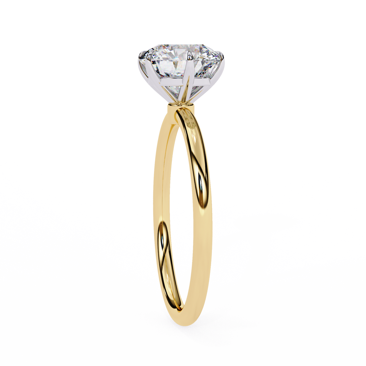 Gold ring with a diamond on a white background