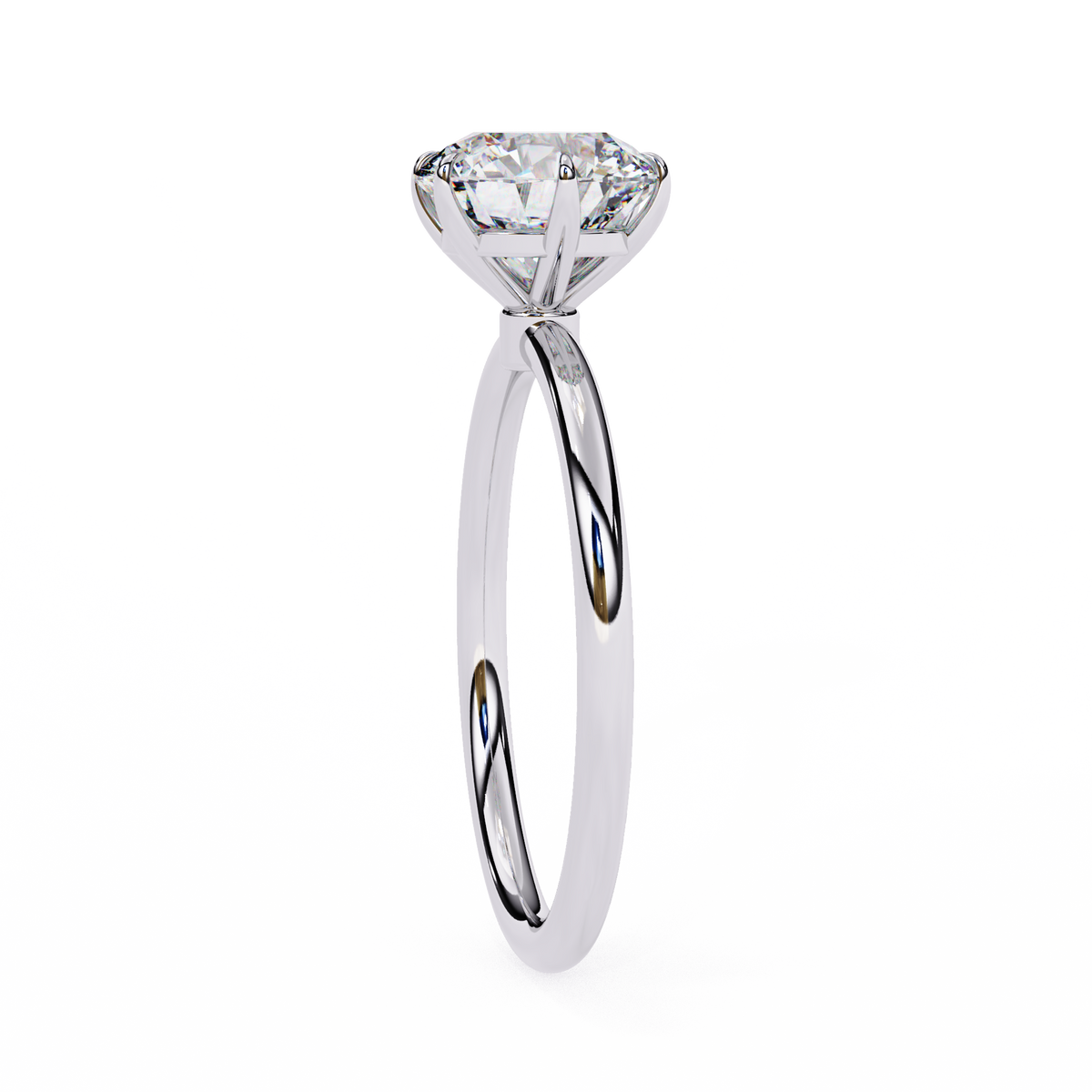 A classic solitaire engagement ring featuring a round brilliant-cut diamond set in a polished white gold or platinum band with a twisted accent on the shank, shown against a solid white background.