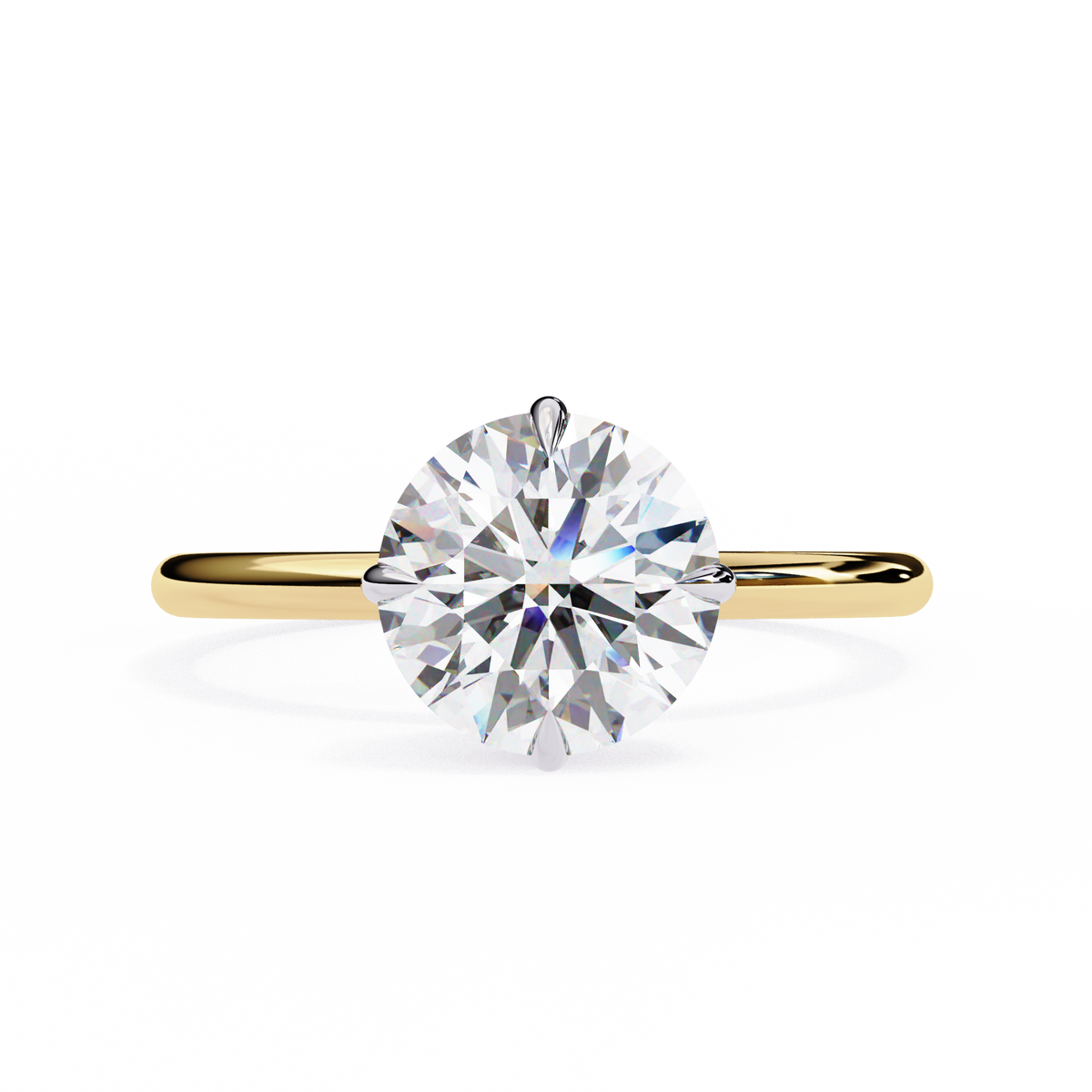 Gold ring with a large diamond on a white background