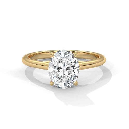 Elegant Oval Cut Solitaire Engagement Ring with Crossover Cathedral Band