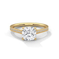 Cushion Cut Pavé Solitaire Engagement Ring