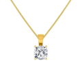 Gold necklace with a diamond pendant on a white background