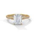 Emerald Cut Pavé Solitaire Engagement Ring