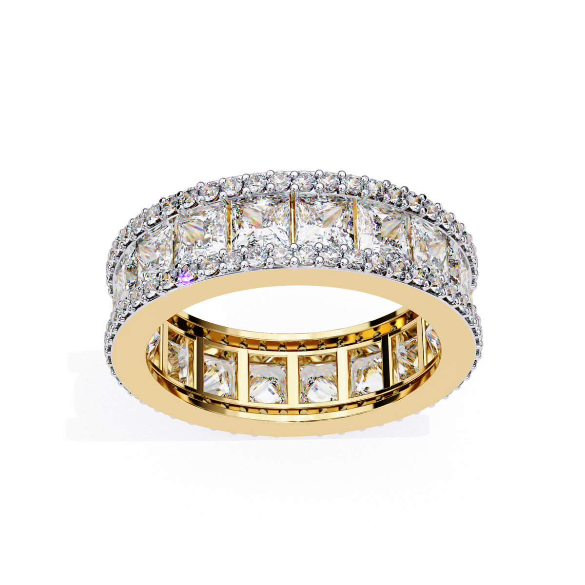 Princess & Round Cut Lab-Grown Diamond Bordered Eternity Band 3.54 CT