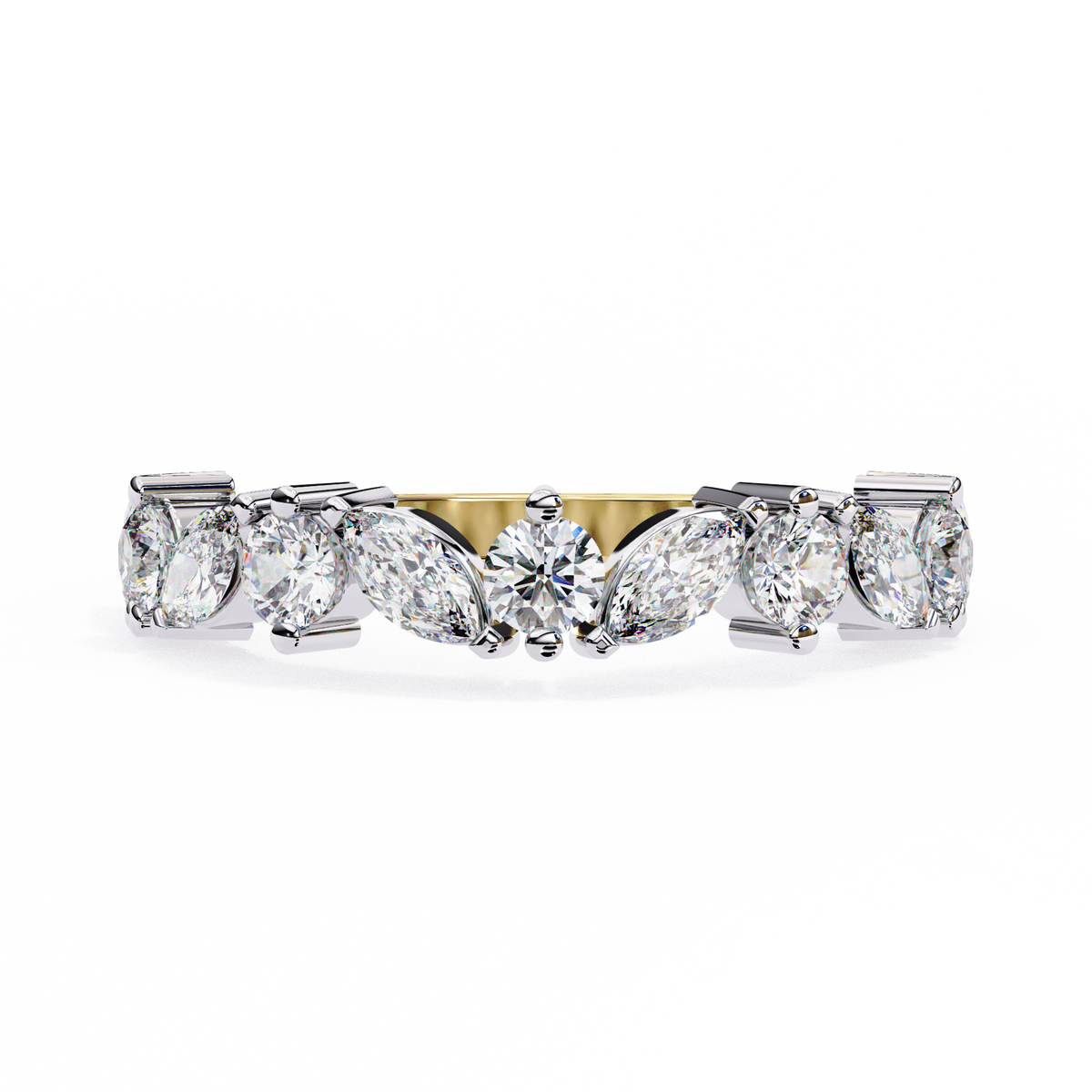 Marquise & Round Cut Lab Grown Diamond Alternating Band 0.90 CT