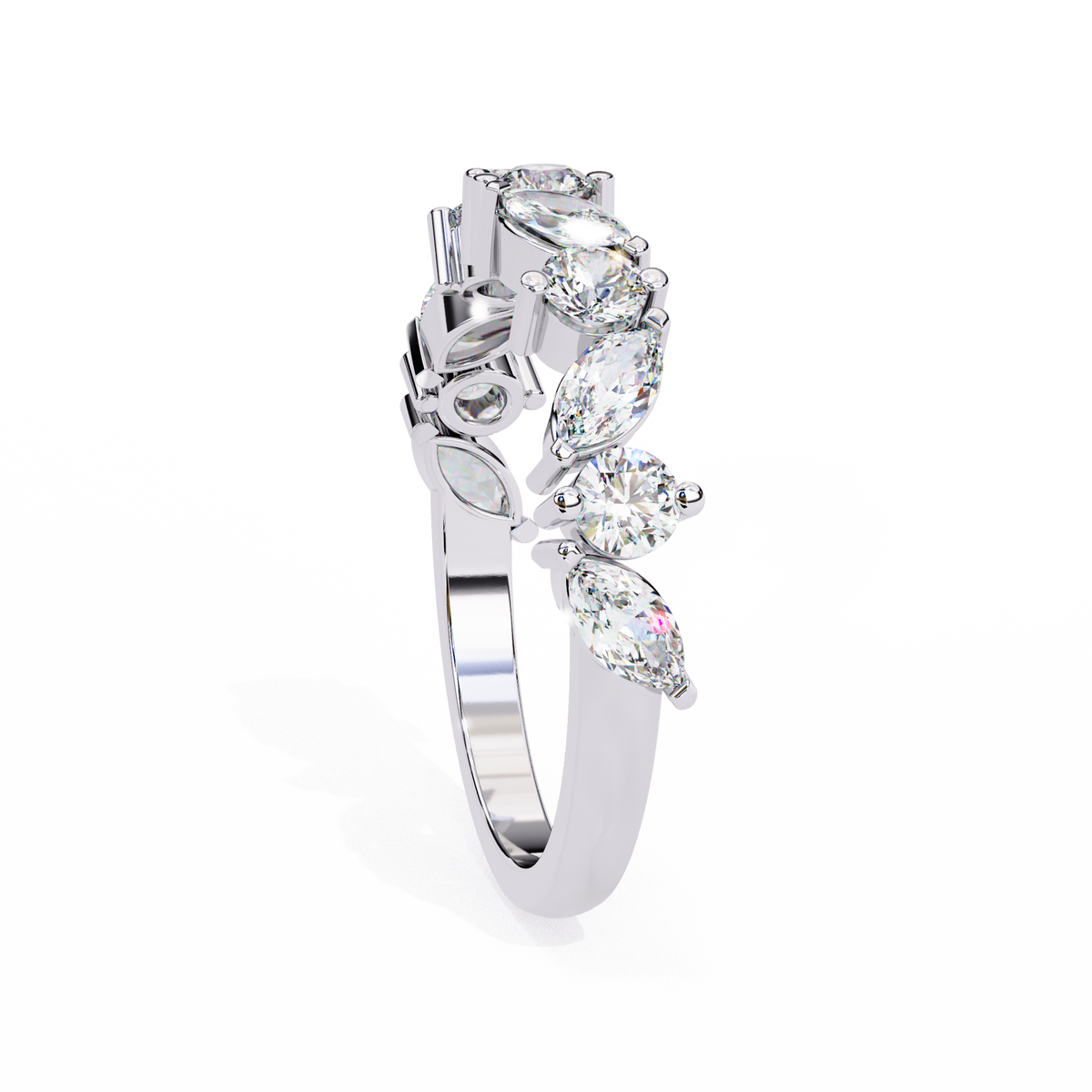 Marquise & Round Cut Lab Grown Diamond Alternating Band 0.90 CT