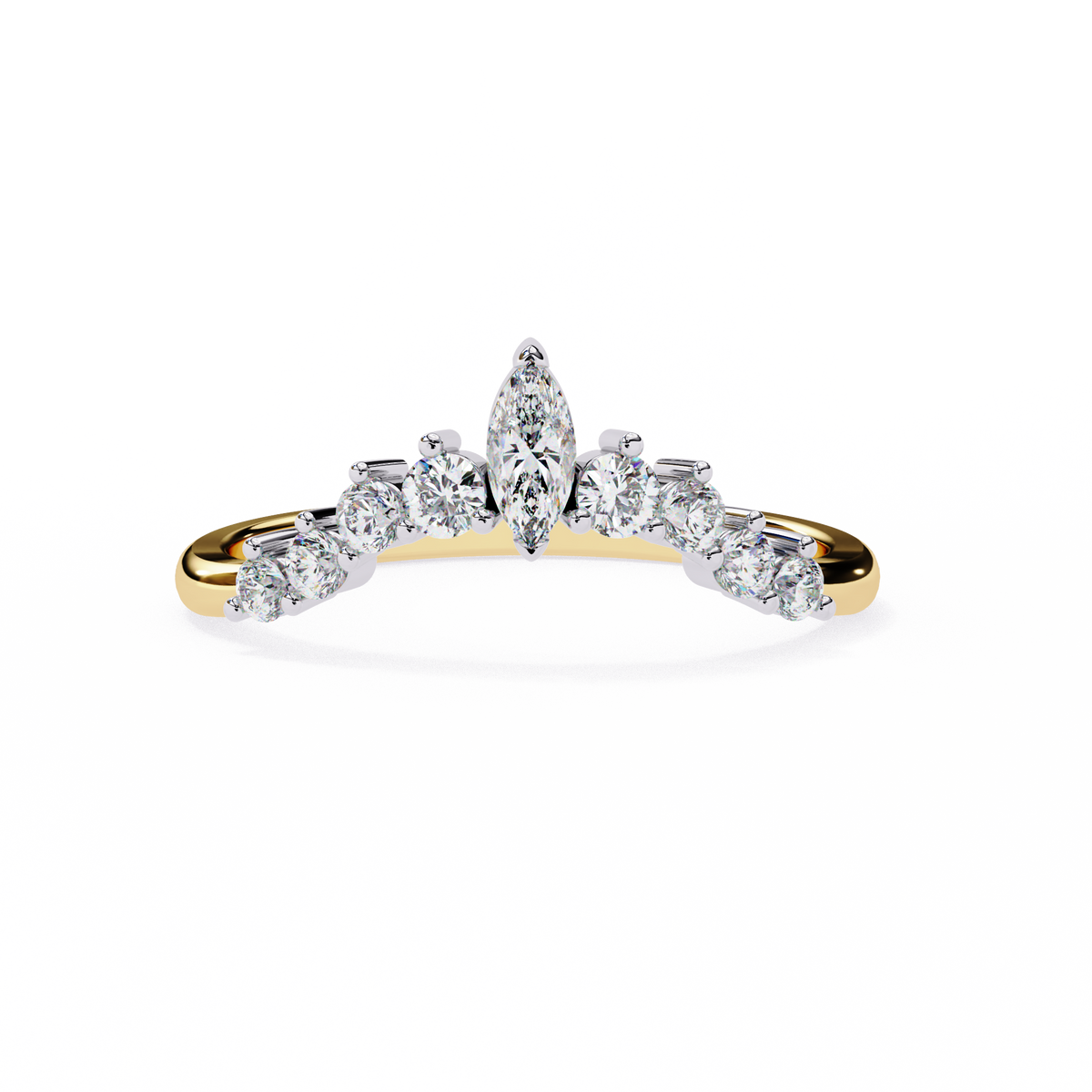 Marquise & Round Cut Lab Grown Diamond Curved Chevron Band 0.38 CT