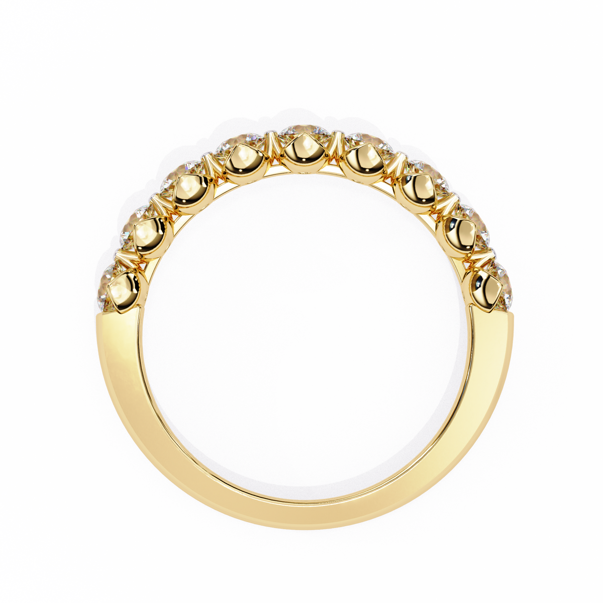 Gold ring with small stones on a white background