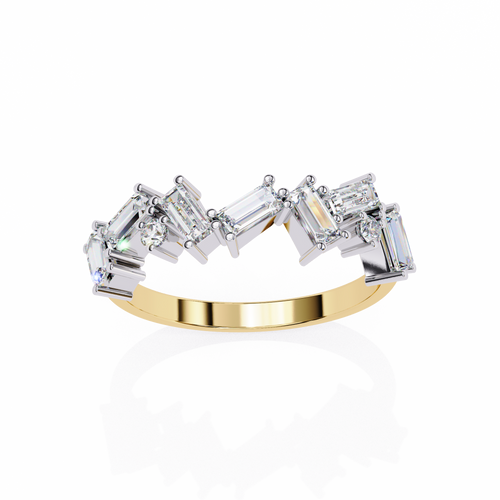 Baguette & Round Cut Lab-Grown Diamond Staggered Band 0.68 CT