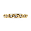 Round Cut Lab Grown Diamond Bezel Set Scalloped Band 0.21 CT