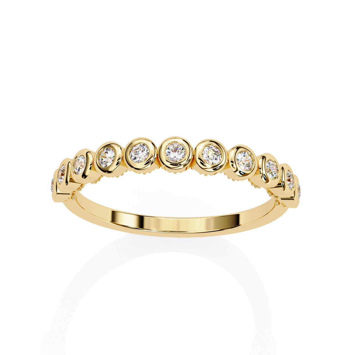 Round Lab Grown Diamond Bezel Set Scalloped Band 0.17 CT