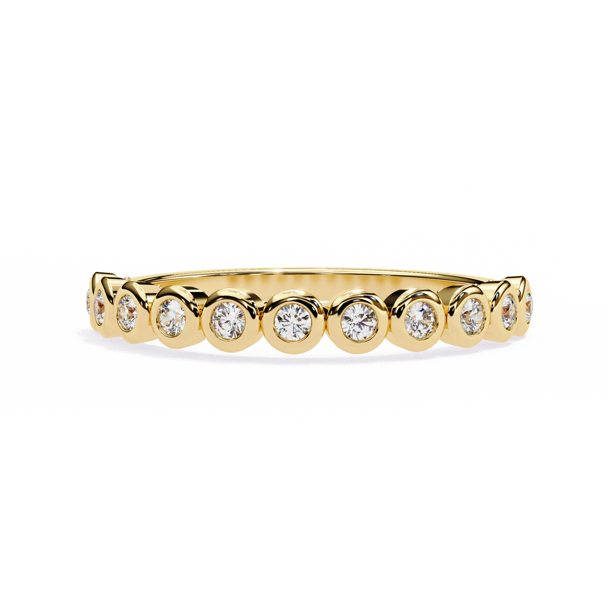 Round Lab Grown Diamond Bezel Set Scalloped Band 0.17 CT