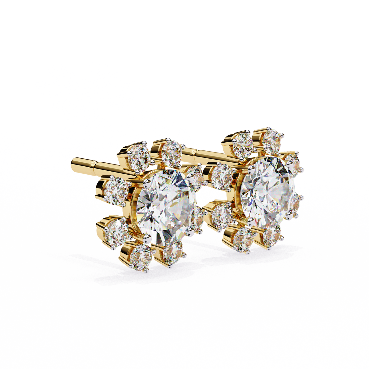 Round Lab Grown Diamond Floral Halo Stud Earrings  1.22 CT